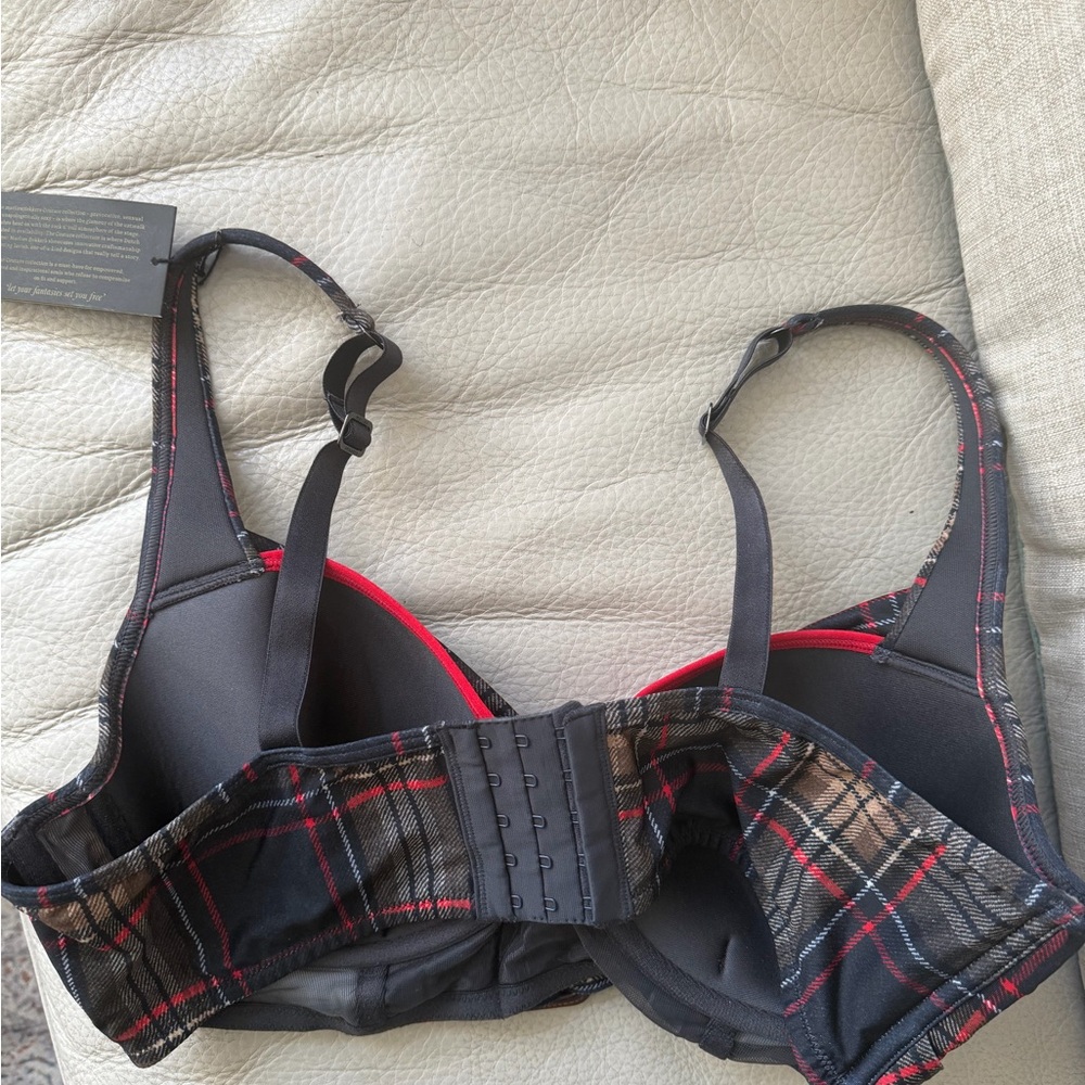 marlies|dekkers The Detective Brown and Red Plaid Cotton-Blend Bra - Picture 3 of 6